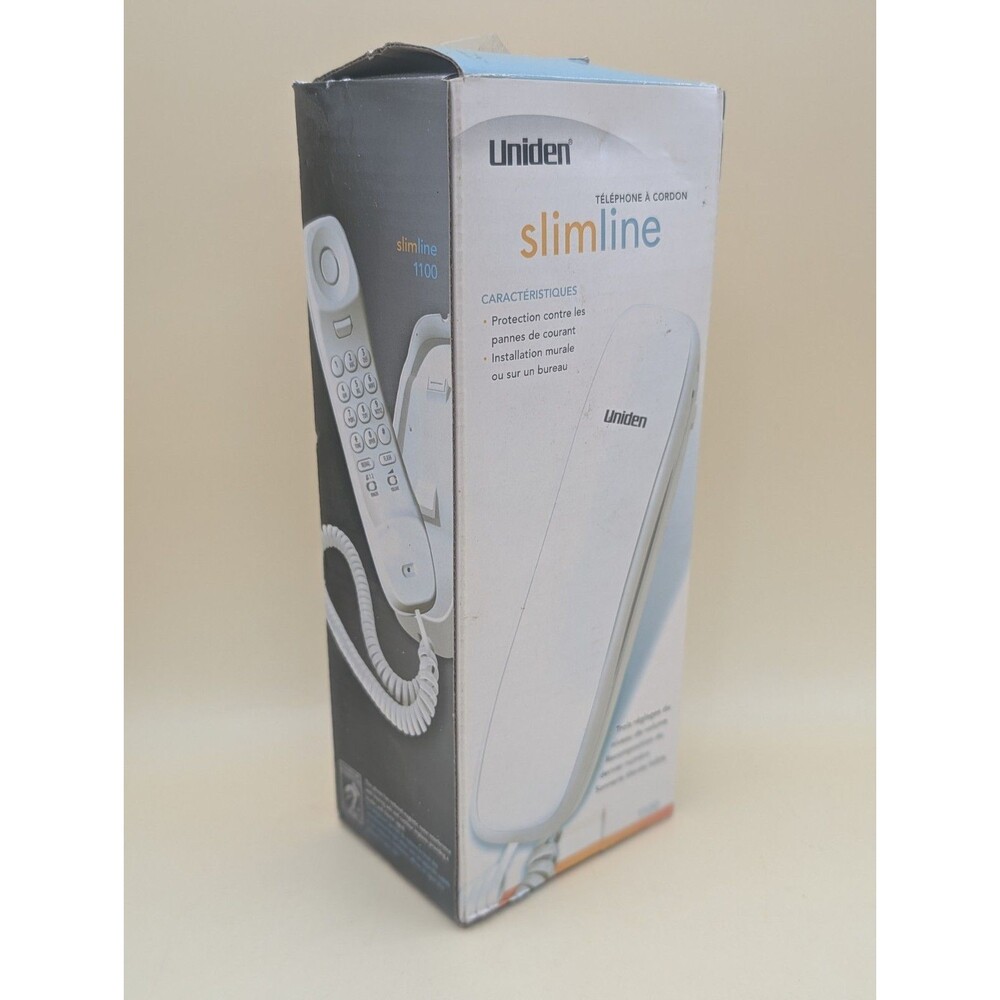 Uniden Slimline 1100 White Corded Phone Landline Power Failure Protection NEW